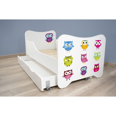 Detská posteľ Top Beds Happy Kitty 140x70 Sovičky so zásuvkou